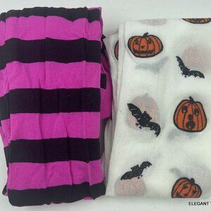 Halloween Tights Pumpkin Bat S Pink Black Striped 2 Pairs Festival Party Rave